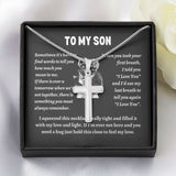 To my son from mom necklace, Mother Son necklace, Son Jewelry, Gifts For Son From Mom, Small Cross Necklace For Men Boys, 14K White Gold Stainless Steel Cross, Cross Pendant, Christmas Gift for Son