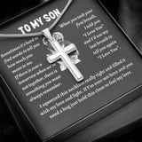 To my son from mom necklace, Mother Son necklace, Son Jewelry, Gifts For Son From Mom, Small Cross Necklace For Men Boys, 14K White Gold Stainless Steel Cross, Cross Pendant, Christmas Gift for Son