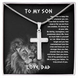 To My Son From Dad, Son Gifts from Mom and Dad, Father and Son Necklace, Birthday Gift For My Son Graduation Christmas Faith Cross Necklace Gift