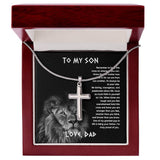 To My Son From Dad, Son Gifts from Mom and Dad, Father and Son Necklace, Birthday Gift For My Son Graduation Christmas Faith Cross Necklace Gift