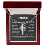 To my son from mom necklace, Mother Son necklace, Son Jewelry, Gifts For Son From Mom, Small Cross Necklace For Men Boys, 14K White Gold Stainless Steel Cross, Cross Pendant, Christmas Gift for Son