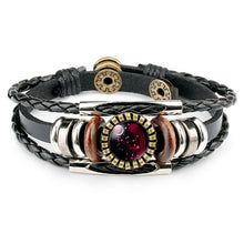 Load image into Gallery viewer, Zodiac Sign Bracelets For Women Men 12 Constellation Beaded Hand Woven PU Leather Bracelets
