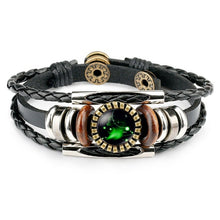 Load image into Gallery viewer, Zodiac Sign Bracelets For Women Men 12 Constellation Beaded Hand Woven PU Leather Bracelets

